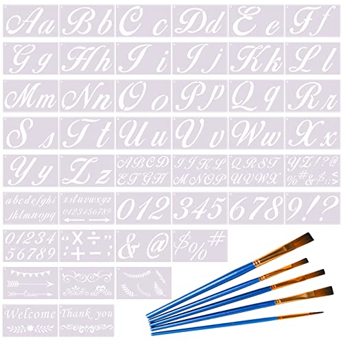 QUACOWW 45 Pcs Letter Stencils Large Reusable Alphabet Stencils for Painting on Wood, Alphabet Letter Drawing Stencils with Calligraphy Large Font and Letters Numbers Signs for Art DIY Craft QUACOWW 45 Pcs Letter Stencils Large Reusable Alphabet Stencils for Painting on Wood, Alphabet Letter Drawing Stencils with Calligraphy Large Font and Letters Numbers Signs for Art DIY Craft