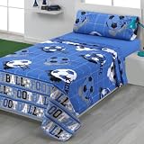 DHESTIA HOME Juego de Sábanas Infantil y Juvenil Algodón y Poliéster 50/50 Diseño Fútbol Kick Color Azul Talla Cama 90