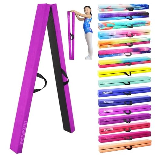 FC FUNCHEER 8FT Folding Gymnastic Beam,Wood core Anti-Slip Bottom with Carrying Handle