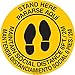 Sign B534fs 17" Eng/Span Stand Here Social Dist, Polyester Yellow