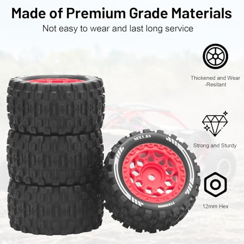 Pneus et roues de voiture télécommandée 1/18 hex 12mm RC truck Typhon - 2