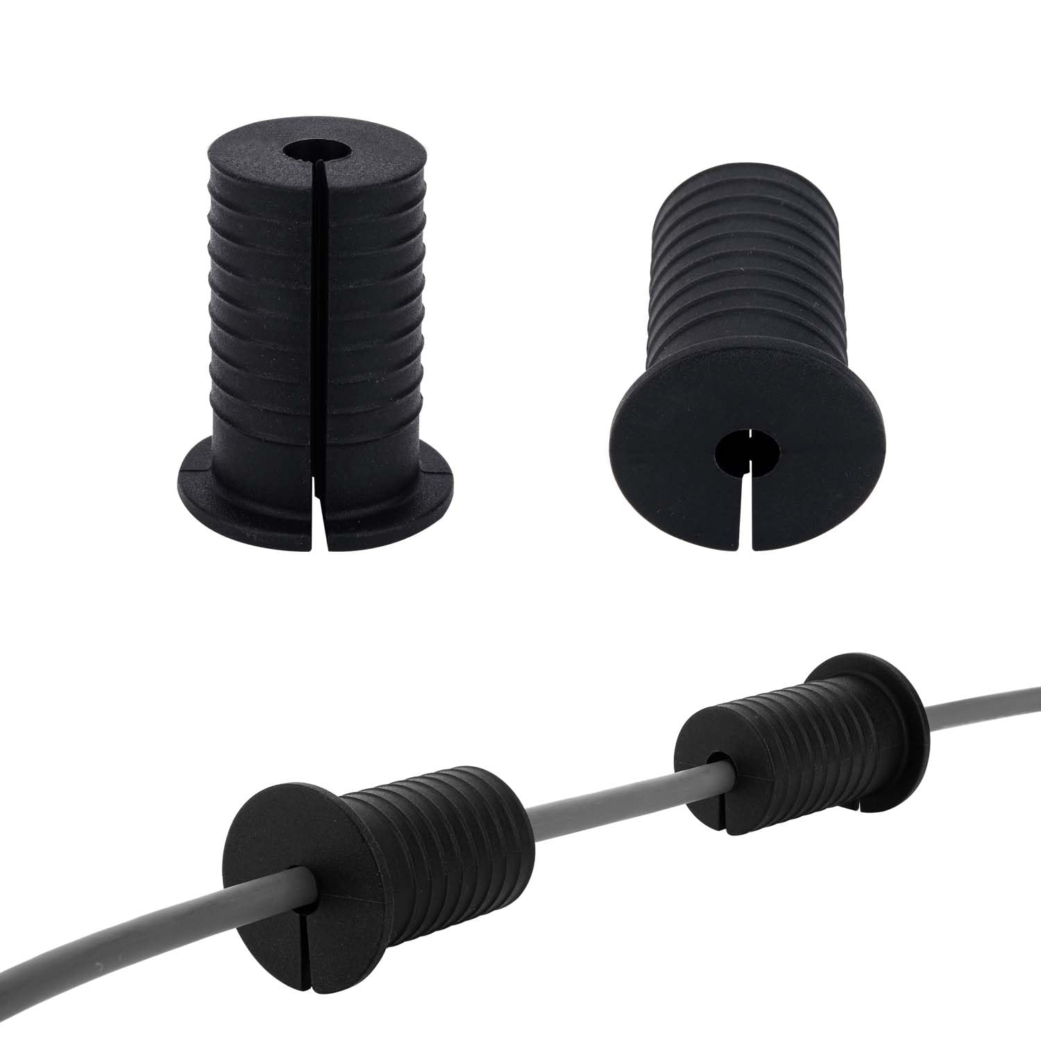 2 Pcs Starlink Cable Routing Kit for 1 Inch Wall Hole, Starlink Wall Grommet, Perforated Silicone Grommet, Cable Punch Grommet, Wall Grommet for Starlink Ethernet Cable (Black)