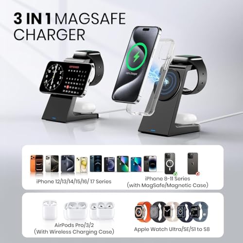 Image of zitronix 3-in-1 Wireless Charger Compatible with Phone, Watch & Earbuds