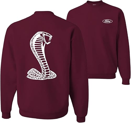 Wild Bobby Retro Ford Shelby Cobra Emblem Vintage Logo Blanco Coches y Camiones Frente y Atrás Unisex Cuello Redondo Sudadera