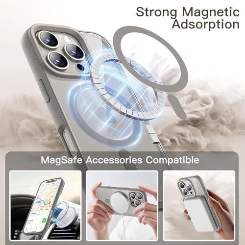 DIZORO Compatible iPhone 16 Pro Case,Compatible with MagSafe, Non Yellow Military-Grade Drop Protection & Hard PC Back Cover Slim Transparent Anti-Scratch Shockproof Phone Case - Natural Titanium 3 51uYt37asFL