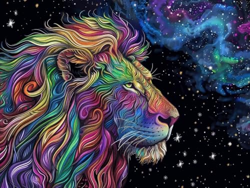 Broderie Diamant Lion Ciel Étoilé pour libérer votre esprit créatif