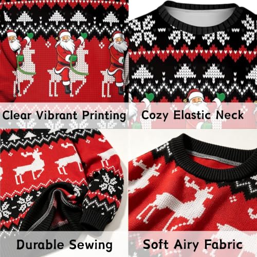 Santa and Reindeer Black and Red Knit Print, alternative view 4