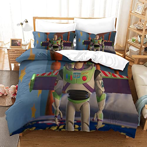 Juego de Funda de edredón de Toy Story, Ropa de Cama con póster de película, Funda de edredón Suave y Duradera, Funda de edredón para niños y niñas, decoración de 3 uds.