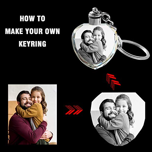 Qianruna Personalized Custom Led Laser Engraved Etched Crystal Glass Heart Keychain Key Rings For Gifts (Led Blue-Heart) #TOP1