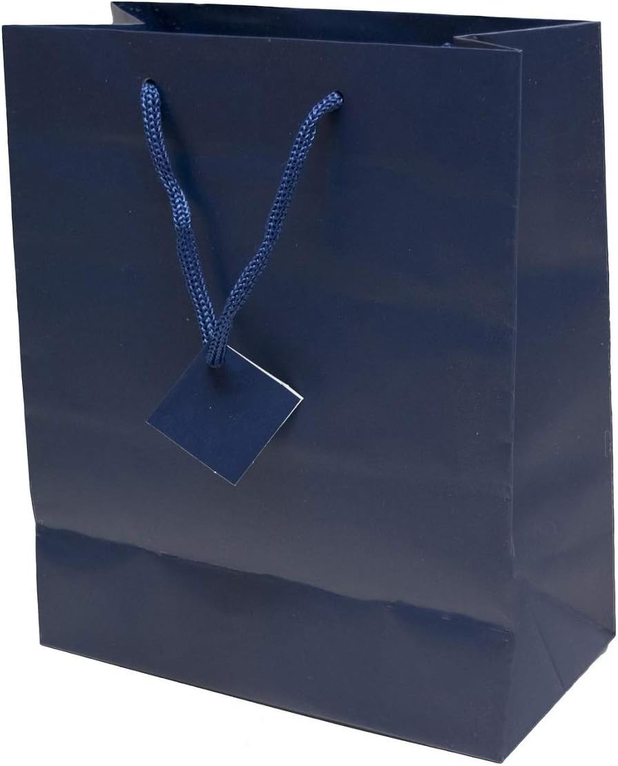 Novel Box® Navy Blue Matte Laminated Euro Tote Paper Gift