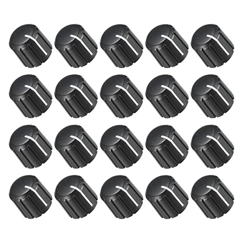 Rebower Potenciómetro Perilla Nudoso Eje Inserción D Tipo Interruptor Perillas, [para Audio Dispositivo] - 15x13,5mm/ 6mm/ Negro Blanco/ 20uds