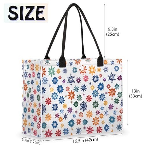 Snowflake Color Pattern Tote Bag for Women Large Beach Bag Reusable Tote Bags for Work Travel Beach Shopping2