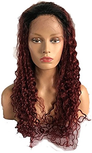 Dark Wine Ombre Full Lace Wigs Virgin Brazilian Human Hair Wigs for Black Women Two Tone T1b/99j (24inch)