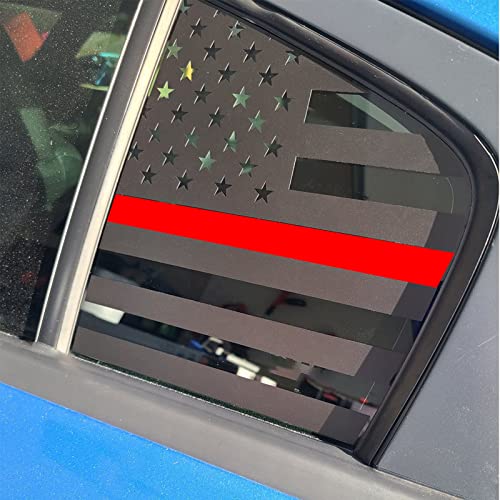 Image of Xinghe for Dodge Charger 2011-2022, Rear Side Window American Flag Decals, 2pcs Matte Black USA Flag Decal for Truck Back Window, Waterproof Vinyl, Durable and Easy Remove Truck Decal (For Dodge Charger 2011-2022, Matte Black Thin Red Line)