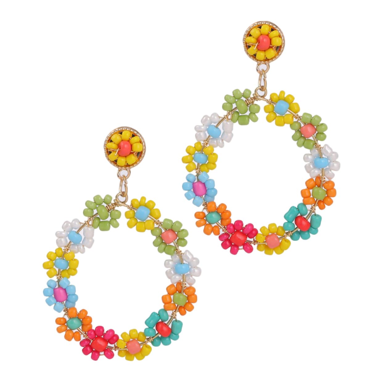 SHERCHPRY Pendientes De Cuentas De Flores Pendientes Para Aretes Con Motivo De Flores Pendientes De Poste Para Pendientes De Puños Para Cuentas De Vidrio