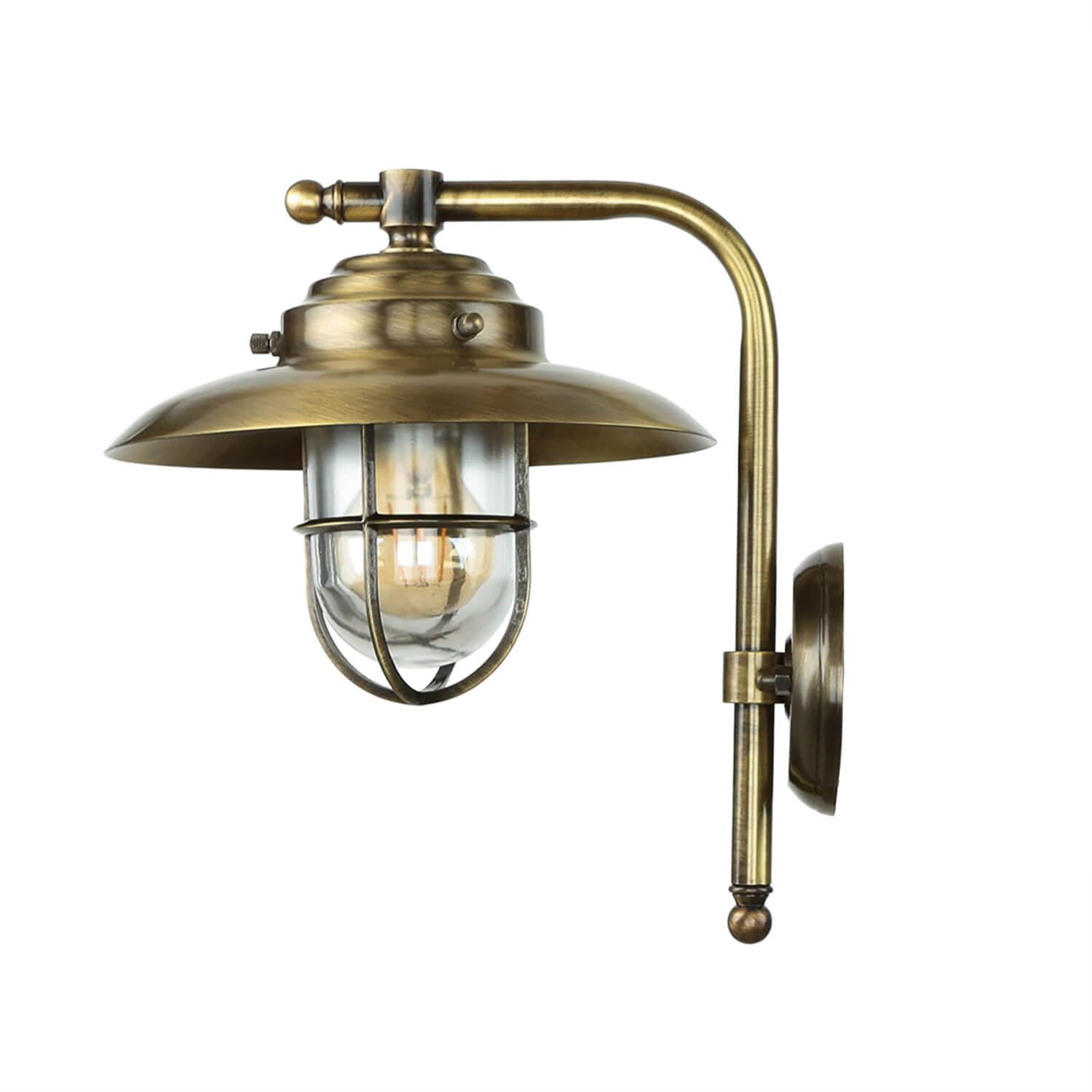 Licht-Erlebnisse XL Außen Wandleuchte aus Echt-Messing wertig in Antik IP43 E27 H30cm B:28cm für Garten Terrasse Hof Hauswand Eingang Außenleuchte Außenlampe Wandlampe