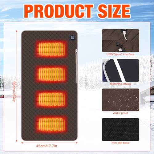 Mineup USB Heizkissen, 45 x 90 cm Elektrisches Heizkissen, 3 Heizmodi, Mobiles Wärmekissen Elektrisch, Faltbar Waschbar Elektrische Wärmekissen für Outdoor Bleicher, Angeln, Camping