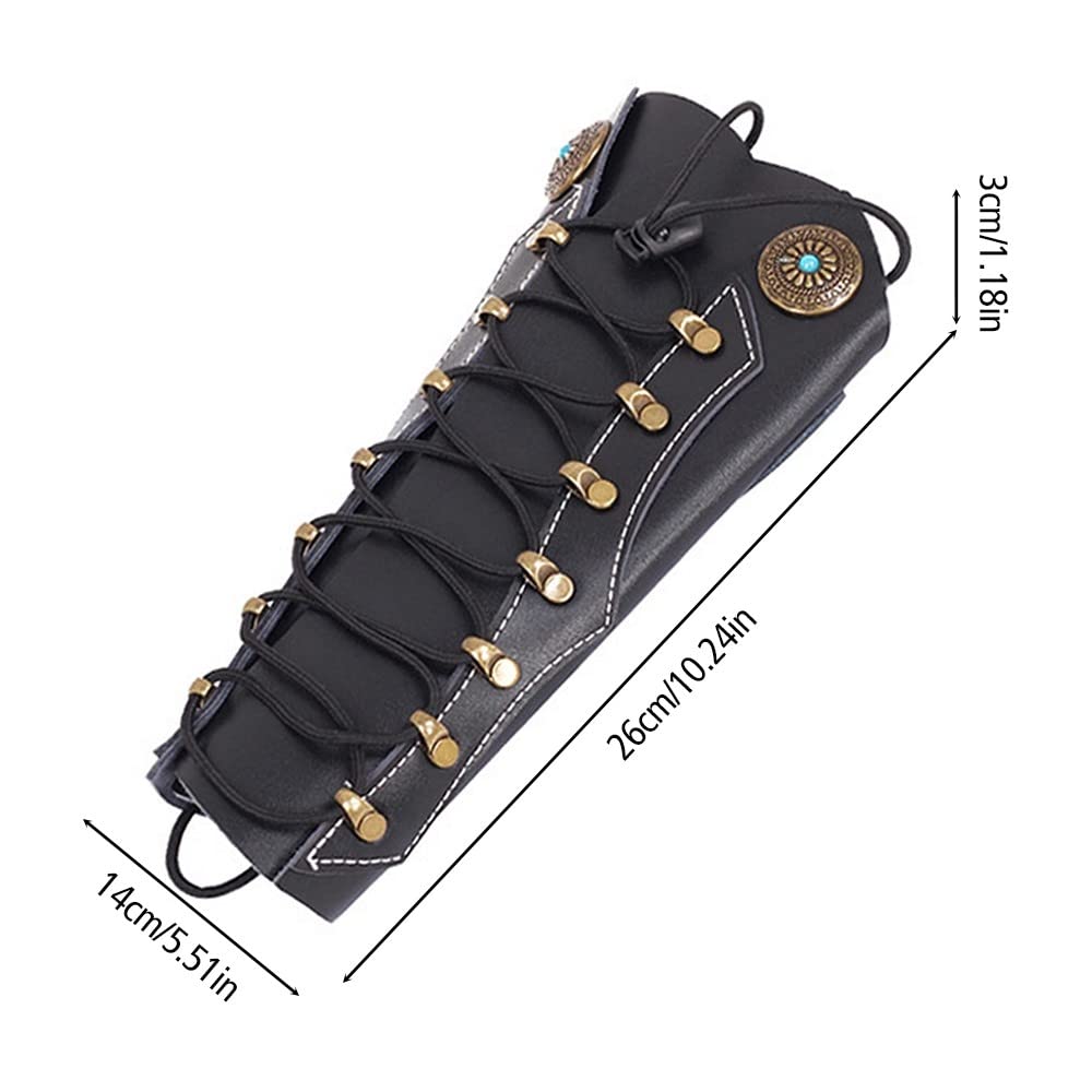 DONGKER Protège-Bras de Tir a l'arc,Protège-Avant-Bras,Bracelet en Cuir Réglable,Brassards D'armure Médiévale pour Tir de Chasse