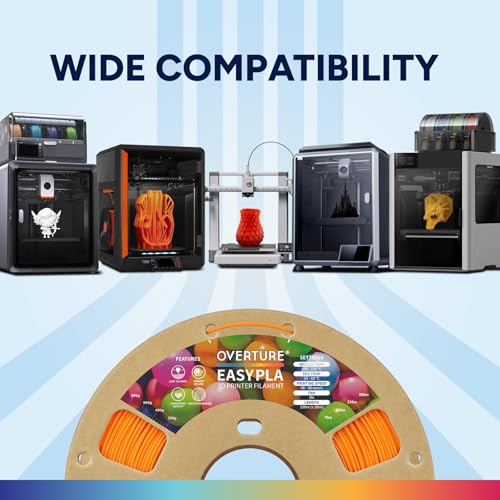 Image of OVERTURE Easy PLA 1.75mm 3D Printer Filament, 1kg PLA Cardboard Spool (2.2lbs), Dimensional Accuracy + /- 0.02mm, Fit Most FDM Printer (Easy Pumpkin Orange)