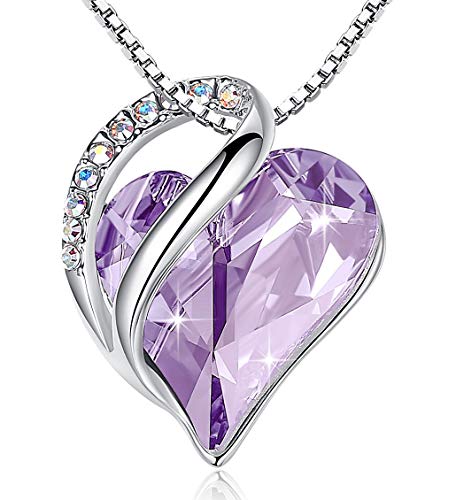 Leafael"Infinity Love" Heart Pendant Necklace Made with Swarovski Crystals Alexandrite Light Purple June