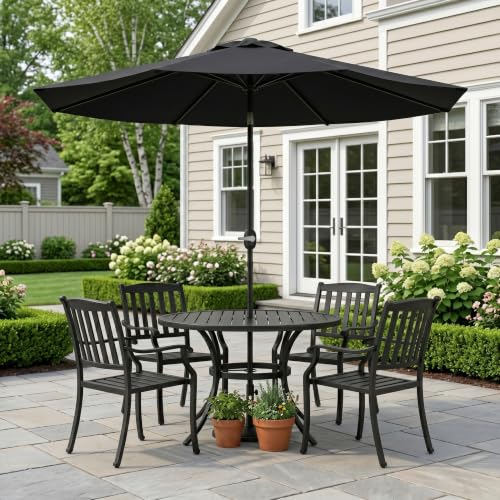 Image of Greesum 9FT Outdoor Patio Umbrella, Table Umbrella for Yard, Market, Heavy-Duty Waterproof Pool Umbrella with 8 Sturdy Ribs, UV Protection for Beach, Deck, Garden, Backyard