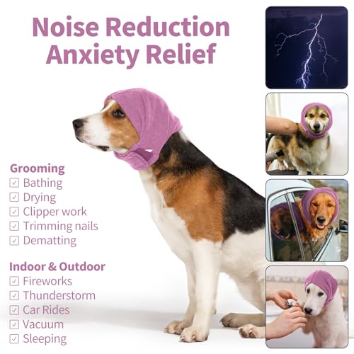 Image of Nanaki Soft Dog Calming Hoodie Anxiety Relief Dog Ear Muffs Noise Protection Dog Ear Wrap Hematoma Fireworks Dog Ear Cover for Bath Blow Drying Dog Head Cover Noise Cancelling Sleep Help Headband