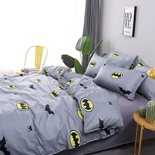Vefadisa 3Pcs Grey King Size Animal Pattern Duvet Cover Sets With 1 Duvet Cover 2 Pillow Covers,Printed Cartoon Bat Duvet Cover Set Cartoon Bedding Set For Teens (No Comforter) #TOP3