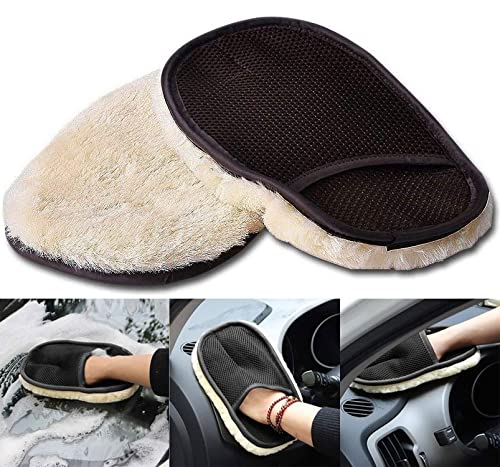 Aloud Creations High-Density Synthetic Lamb’s Wool Mitt Gloves | for Car & Bike Wash | Detailing | Pack of 2