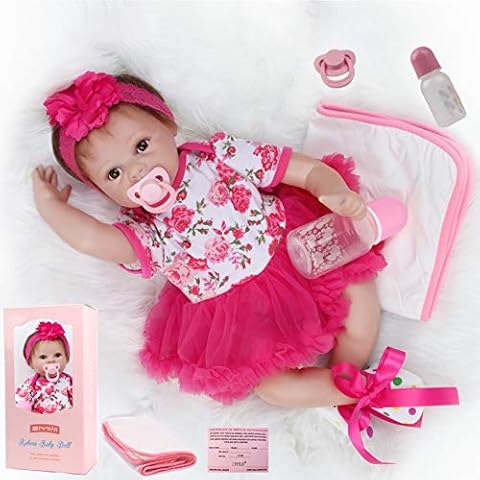 ZIYIUI 22 Zoll 55 cm Realistisch Reborn Baby Puppe Weiches Vinyl Silikon Lebensechte Puppen Neugeborenes Handgemacht Baby Spielzeug Geschenk Cover