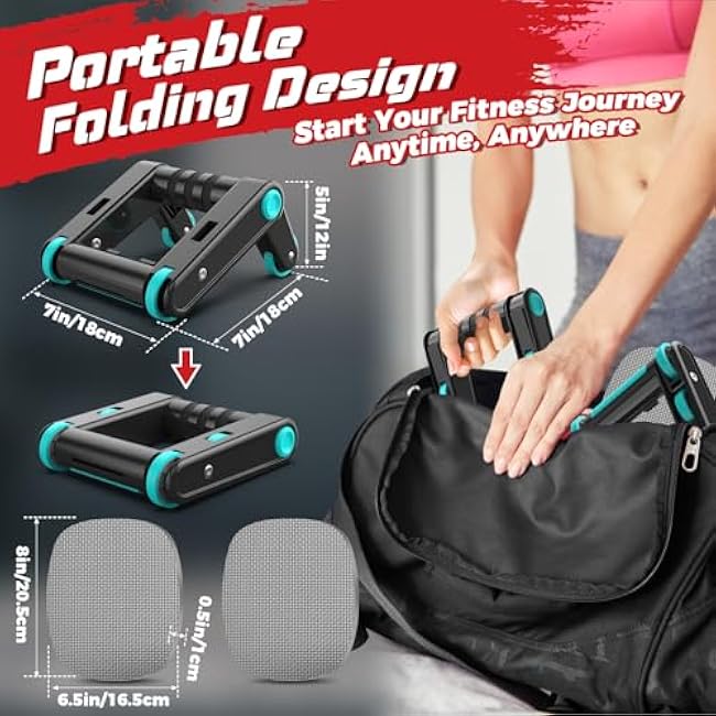 Ab Roller Wheel, 2-In-1 Exercise Roller Wheels, Push-Up Bar, Abdominal Exercise Machine, Ab Workout Equipment for Core Strength Training, Abs Exercise Roller with Knee Pad for Women Men Home Gym