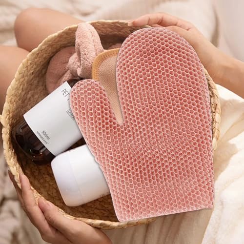 Honeycomb Exfoliating Bath Gloves - Microfiber for Enhanced Blood Circulation & Soft, Smooth Skin - Exfoliating Shower Mitt Sponges for All Skin Types (Pink - Glove) - Image 3