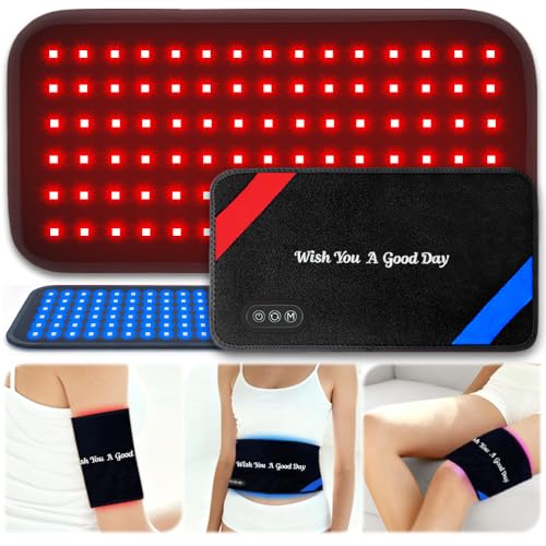 Red Light Therapy for Body 90 LEDs (660/850/460nm) Wearable Infrared & Blue Light Therapy Pad (13x7.3) for Pain Relief & Muscle Recovery FSA Eligible HSA 27 Customizable Options (Corded)