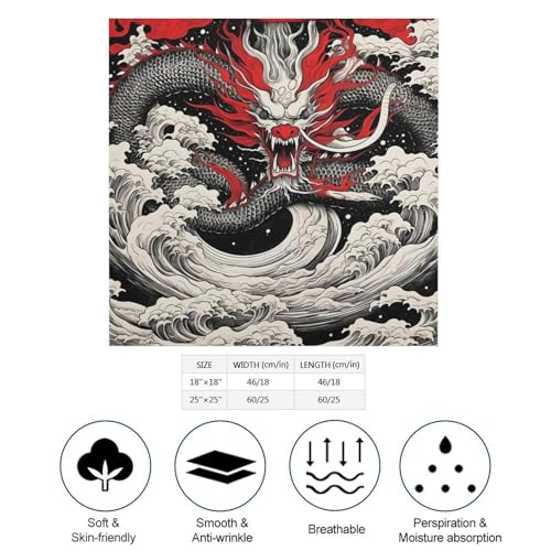 Japanese Style Dragon Wave Fashion Kerchief for Women Men Soft Satin Head Scarf Hair Scarves Bandana Custom Gifts2