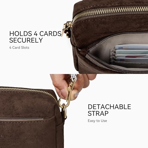 Image of BOSTANTEN Small Crossbody Purse for Women Triple Zip Cell Phone Leather Handbag with Colored Shoulder Strap