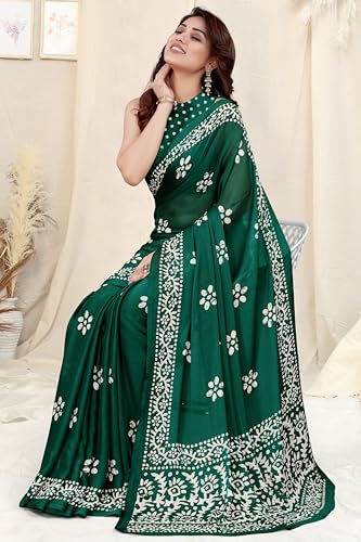 Image of MIRCHI FASHION Saree for Woman Chiffon Batik Printed | Lightweight Daily Wear Women's Office Sari with Blouse Piece (Available in 40 Colours)