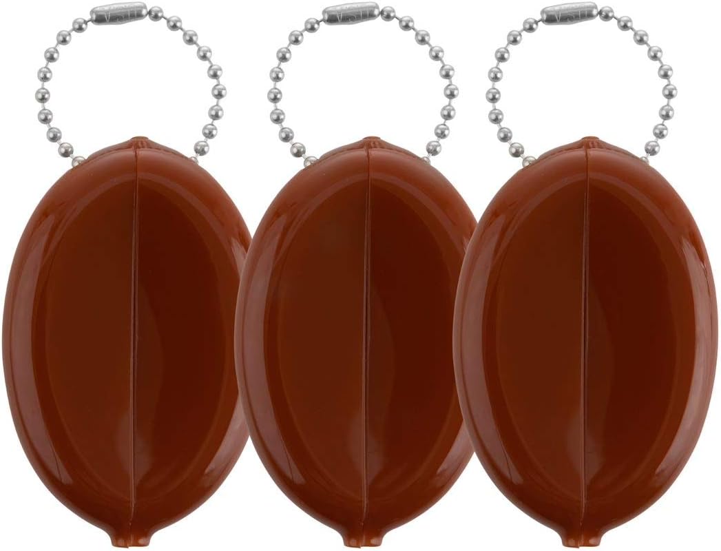Oval Rubber Coin Purse Change Holder Made in U.S.A. For Men/Woman With Chain Pouch Made By Nabob Leather (Red 3 Pack)