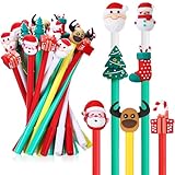 Zonon 36 Pieces Christmas Pens Holiday Novelty Fun Cartoon Characters Stick Black Gel Ink Rollerball Pens for Christmas Xmas Party Favors Goodie Bags Stuffer Gifts Office Supplies, 7 Styles