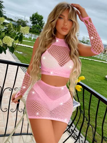 Kaei&Shi Rave Outfits for Women Festival,Glitter Rhinestone