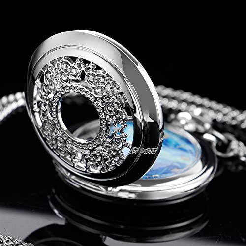Image of Tiong Roman Numerals Scale Quartz Pocket Watches with Chain Christmas Graduation Birthday Gifts Fathers Day