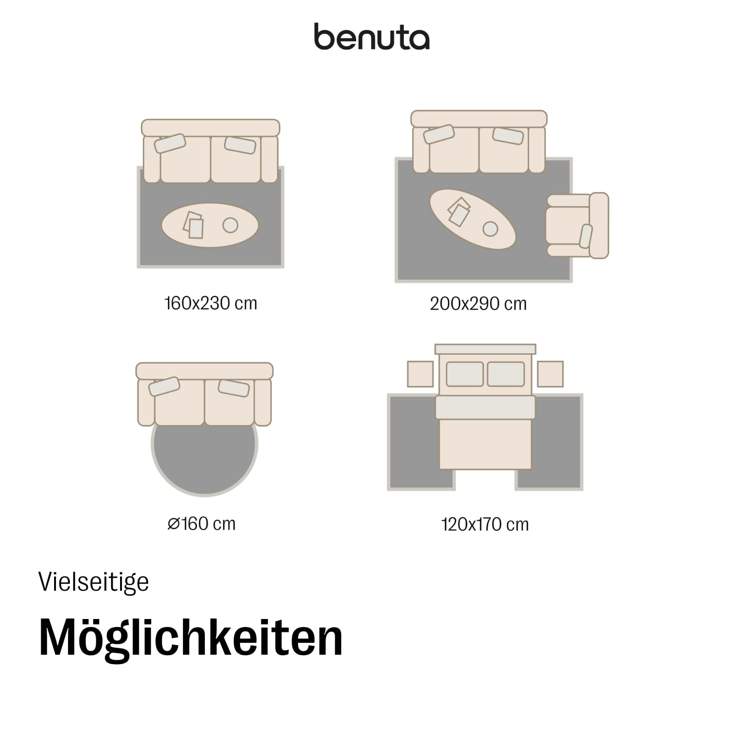 benuta Basic Kunstfaser Fellteppich Furry - Beige 200x290 cm - Weicher Wohnzimmerteppich - Anti-Rutsch-Rückseite - Waschbar - Für Fußbodenheizung geeignet