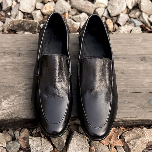 Men's Leather Oxfords Chunky Heel Business Formal Shoes, Slip-Resistant Rubber Sole, Wedding, Office, Casual Wear2