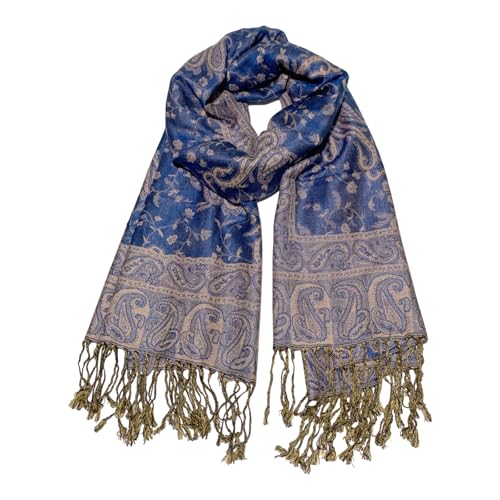 Image of Pashmina Scarf for Women Shawls and Wraps Reversible Paisley Vintage Jacquard Soft Silky Rave Scarves Men