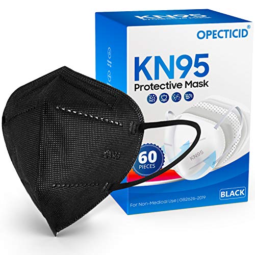 KN95 Mask Black 60 PCS KN95 Face Masks Protection Individually Wrapped ...