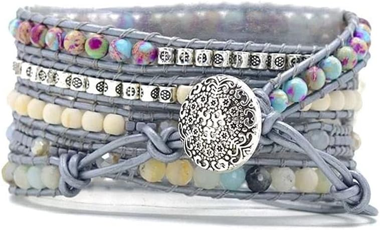 Boho Beaded Bracelets Compatible with Apple Watch Band 49mm 46mm 45mm 41mm 44mm 42mm 40mm 38mm for Women,Handmade Multilayer Wraps Stone Strap for iWatch Series 11 10 9 8 7 6 5 4 3 2 SE/Ultra image 4