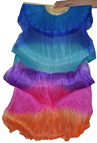 Tanzbekleidung & Accessories Schleierfächer Tanz Fächer Fächerschleier Seidenfächer Flügel Bauchtanz 1 Paar Bunt Cover