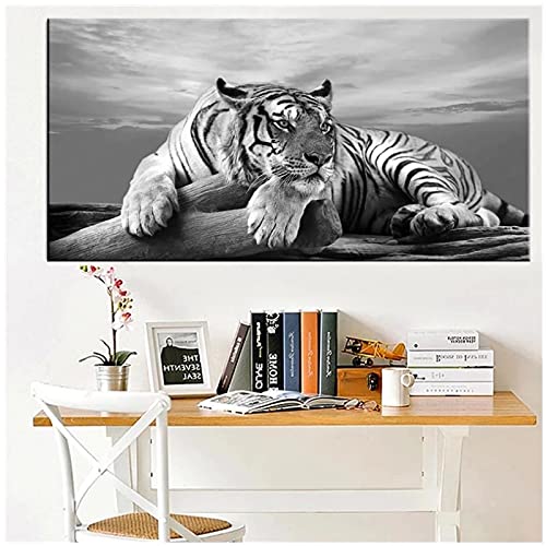 DAYINHUA Abstract canvas schilderij muurkunst zwart-wit tijger wild dier foto's modulaire poster en prints 55x110cm… - Image 4