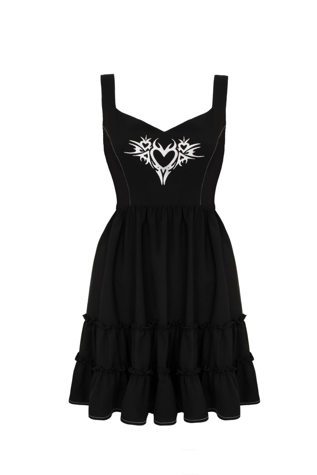 Hell Bunny Black Mini Dress L Frilled Flared Skirt