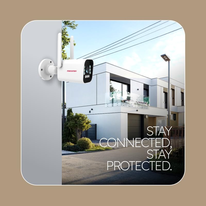 Image of MANOMAY 3MP 4G Bullet CCTV Camera (Pack of 2) | STQC Certified | IP66 Waterproof | All Time Colour Night Vision | Human Detection | Supports Up to 256GB Memory Card & Cloud Storage | M1097SF