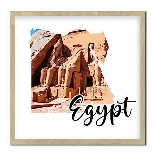 Panneau en bois vieilli Egypte avec cadre pour décoration murale - 2