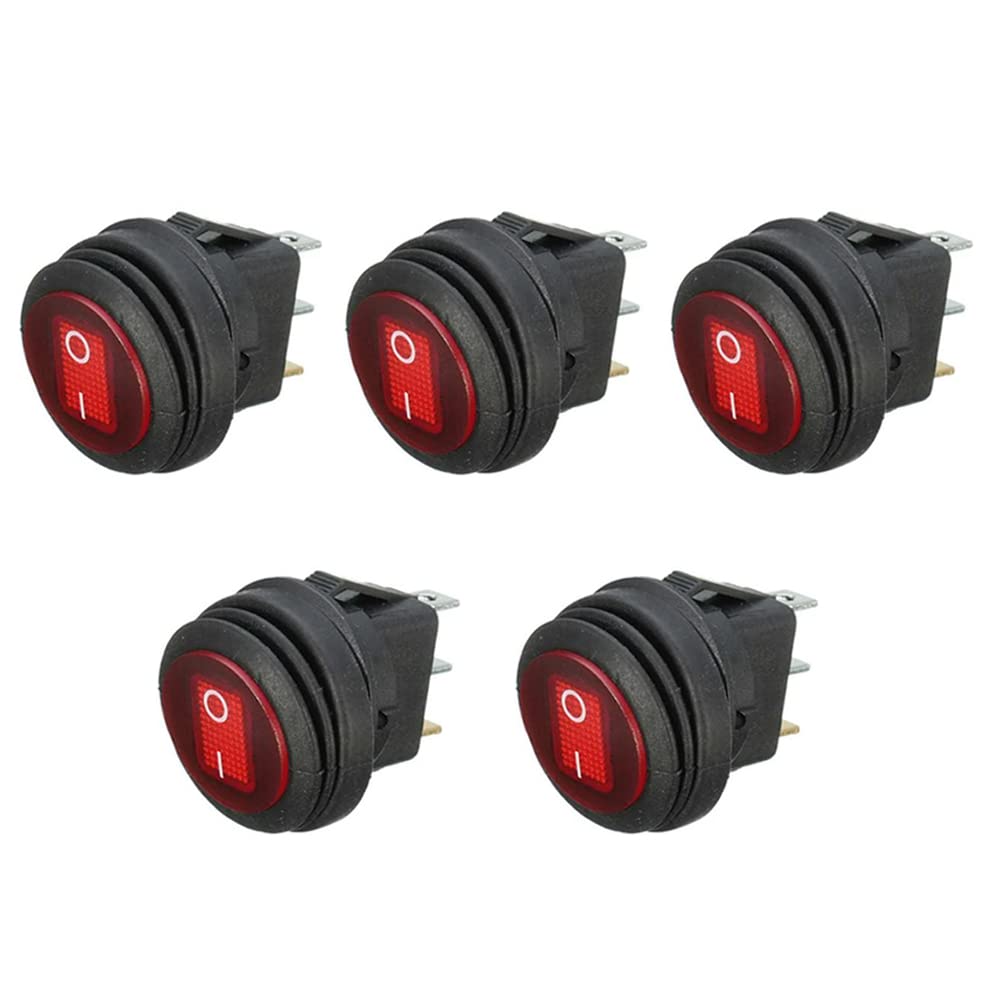 Interruttore A Bilanciere Rotondo 12V 20A LED Rosso - Impermeabile Per Auto, Barche E Camion (5 Pezzi) - Foto 11